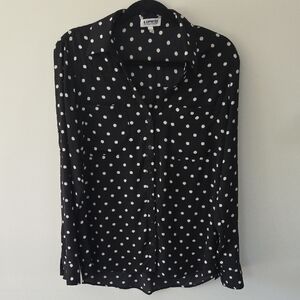 Express Portofino Black and White Polka Dot Shirt